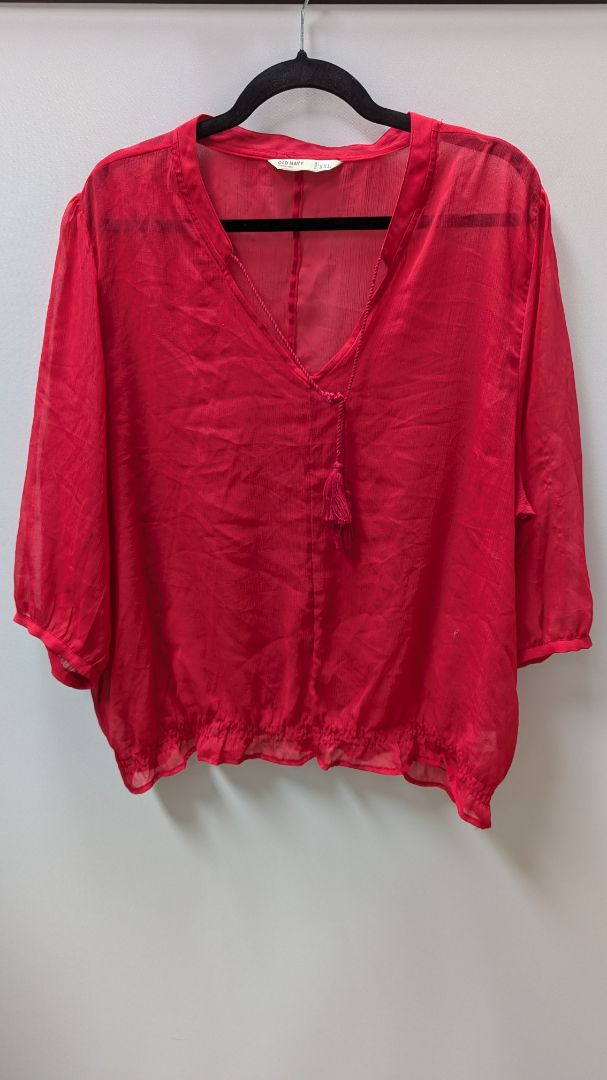 Old Navy Red Sheer Peasant Blouse