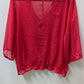 Old Navy Red Sheer Peasant Blouse