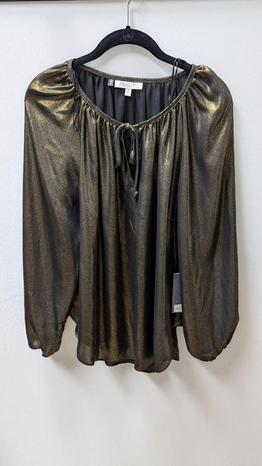 Jennifer Lopez Gold Metallic Peasant Blouse