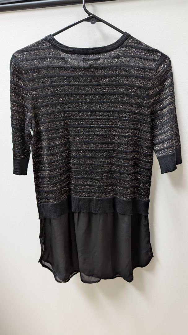 Apt. 9 Black/Silver Split Sweater Blouse