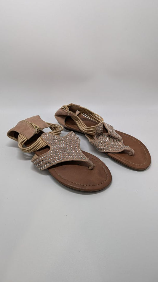 385 5th Light Tan Suede Embellished Sandals