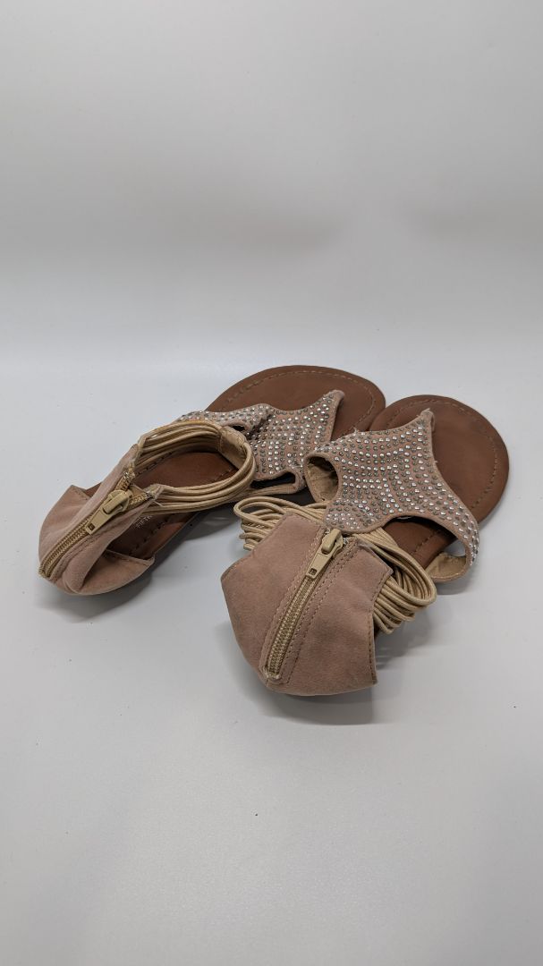 385 5th Light Tan Suede Embellished Sandals