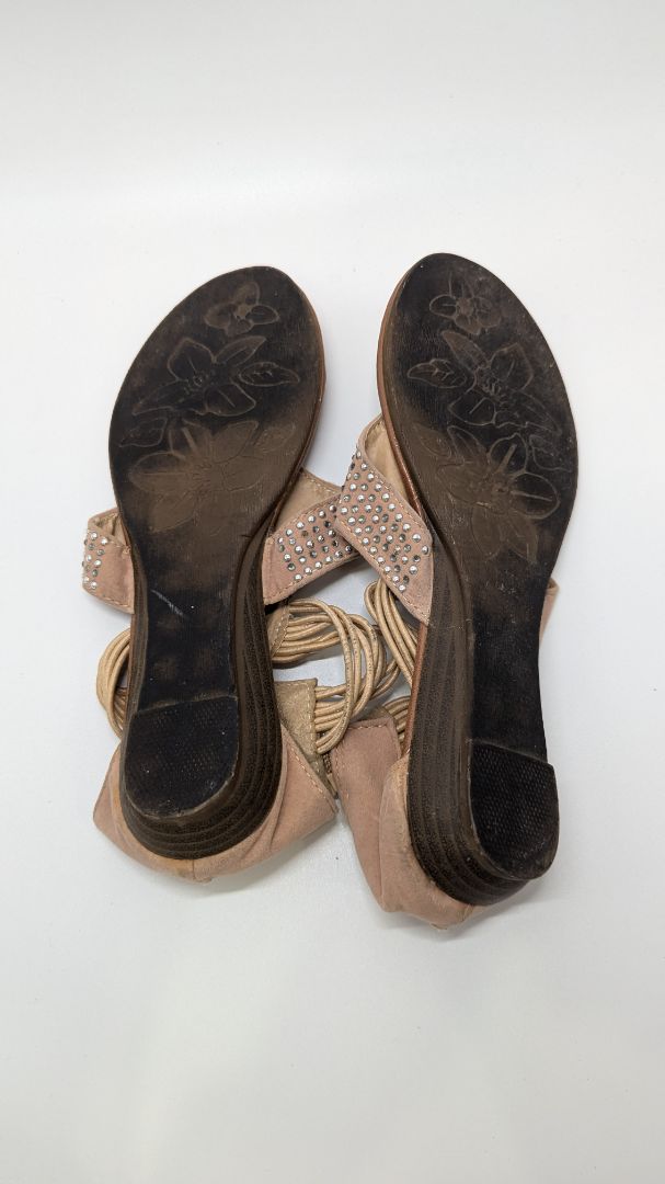 385 5th Light Tan Suede Embellished Sandals