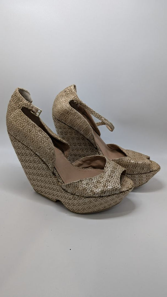 Steve Madden Light Brown Wicker Wedges