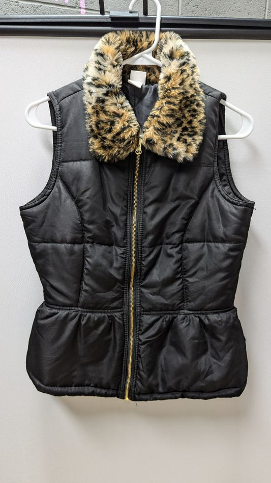 CIRCO Black/Brown Faux-Fur Quilted Vest