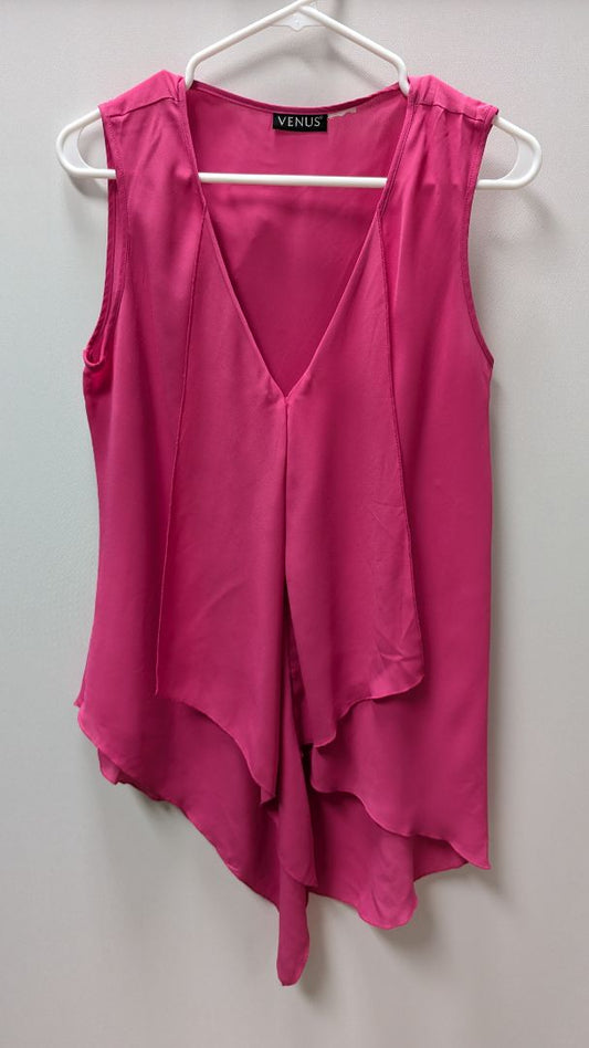 Venus Hot Pink Sleeveless Asymmetrical Blouse