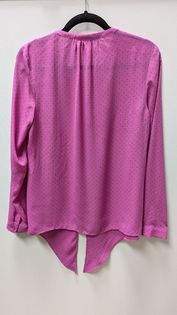 Dana Buchman Pink Polka Dot Button Up Tie Blouse