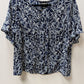 Liz Claiborne Navy/White Floral Ruffled Blouse