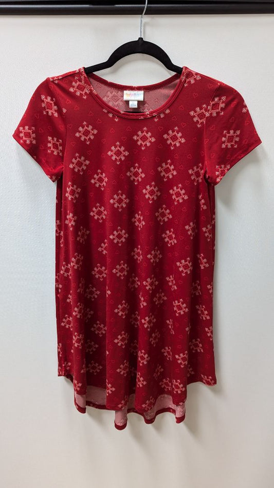 Lularoe Red Heart Patterned Knit Dress