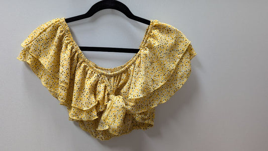 Better Be Yellow/White Floral Ruffled Crop Top