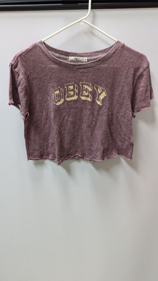 Obey Purple Graphic Cropped Tee