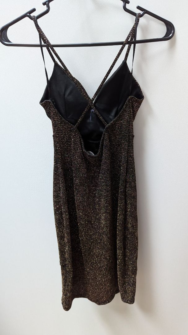 elleCLO Black/Bronze Metallic Mini Dress