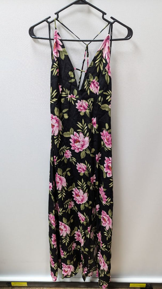 Forever 21 Black/Pink Floral Maxi Dress