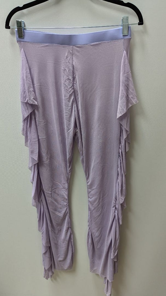 Lavender Purple Mesh Ruffled Flare Leggings