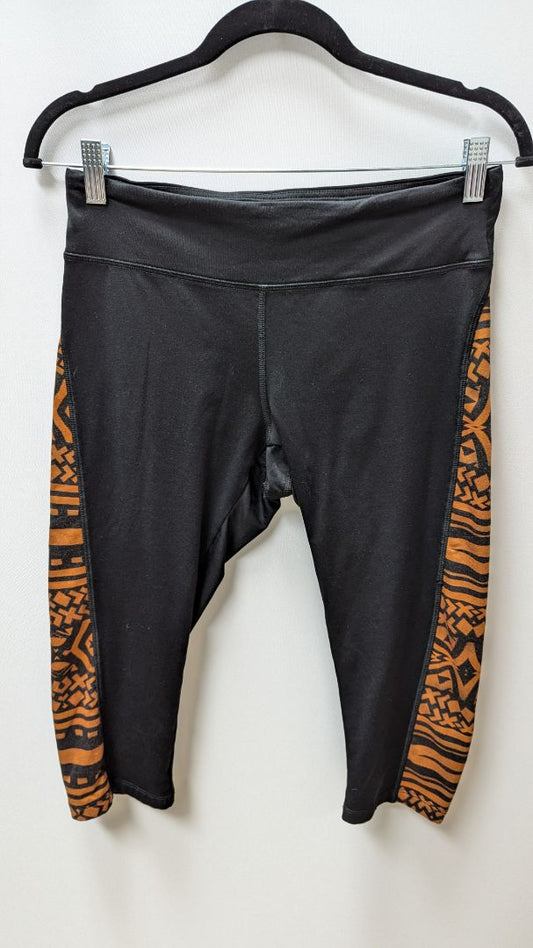 Lularoe Black/Orange Patterned Cropped Active Leggings