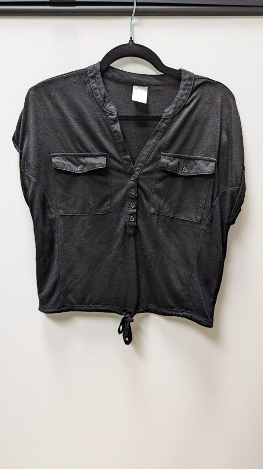 No Boundaries Black Casual Drawstring Blouse