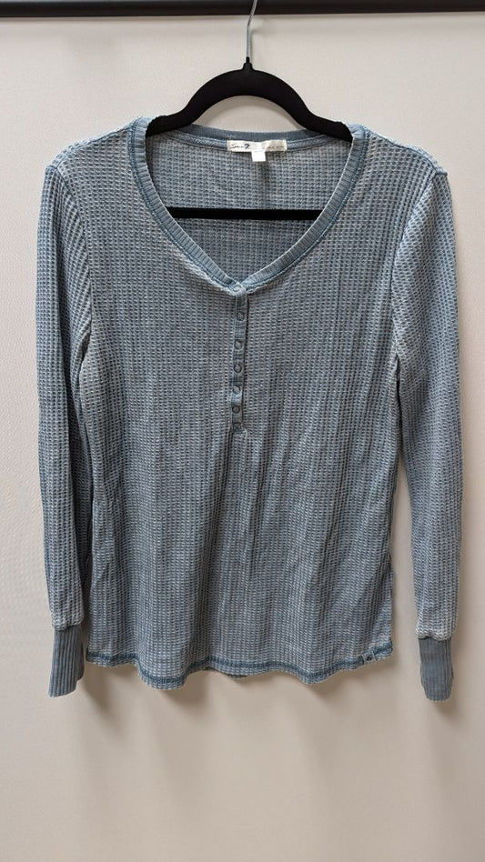 Seven7 Light Blue Waffle Henley Sweater