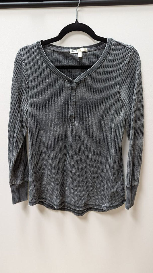 Seven7 Dark Grey Waffle Henley Sweater