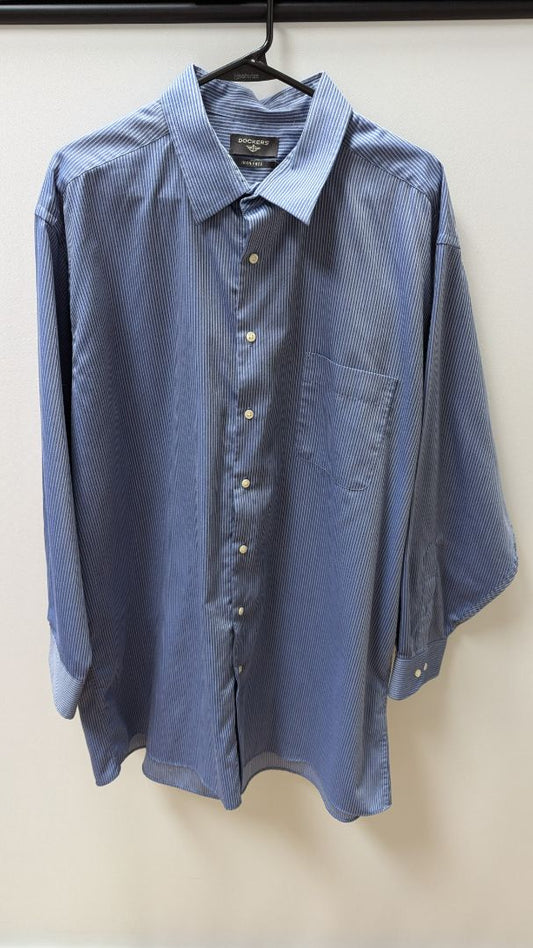 Dockers Dark Blue/White Striped Button Up Shirt