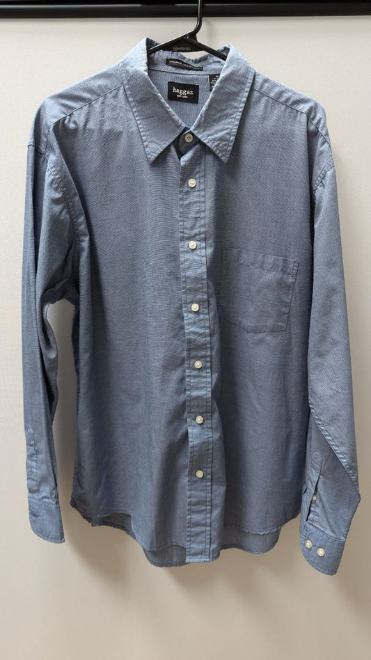 haggar Blue Long Sleeve Button Up Shirt