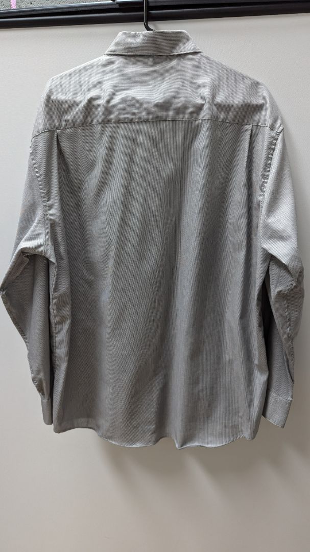 Perry Ellis Portfolio Light Grey Striped Button Up Shirt