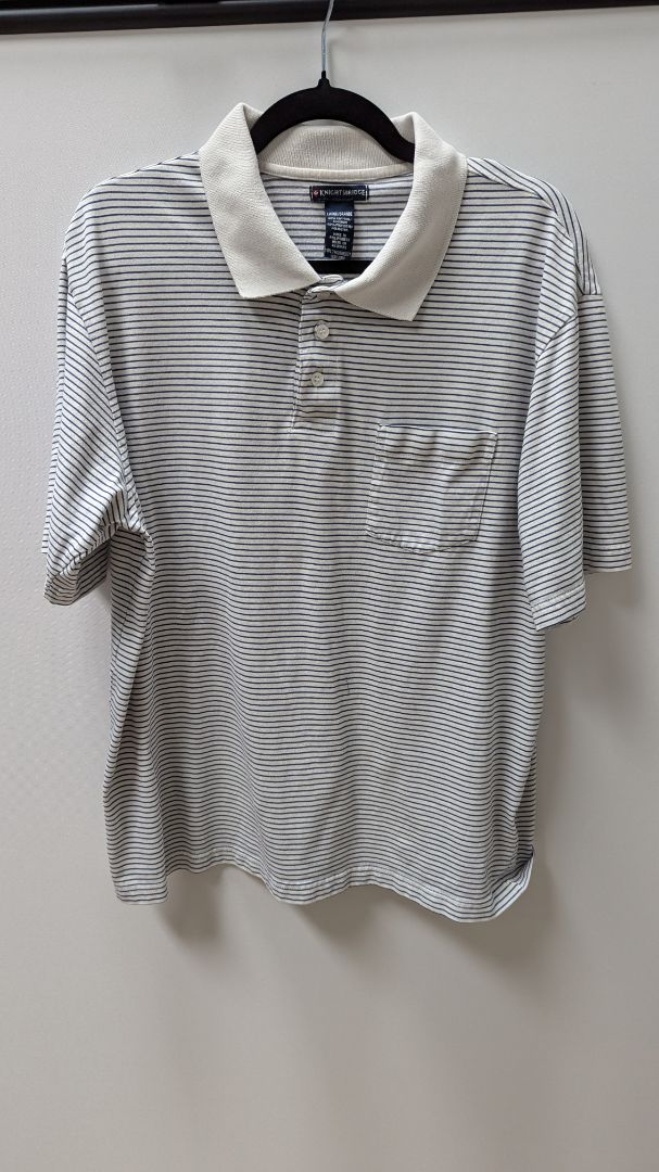 Knights Bridge White/Navy Striped Polo Shirt