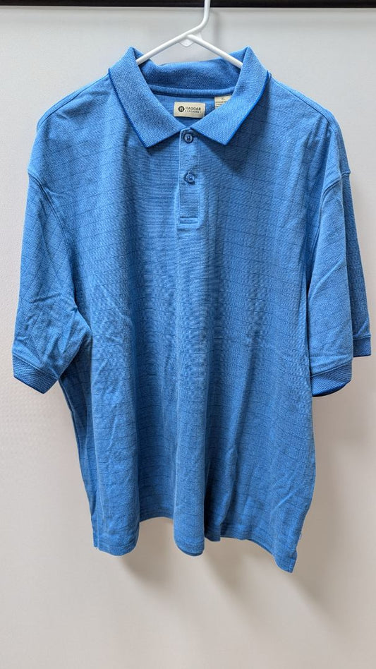 haggar Blue Patterned Knit Polo Shirt