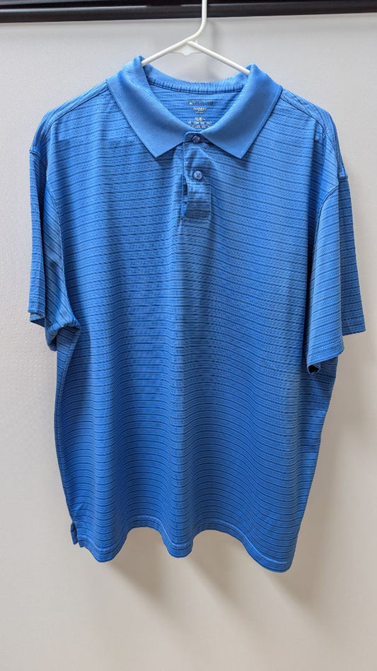 haggar "Cool 18" Blue Striped Polo Shirt