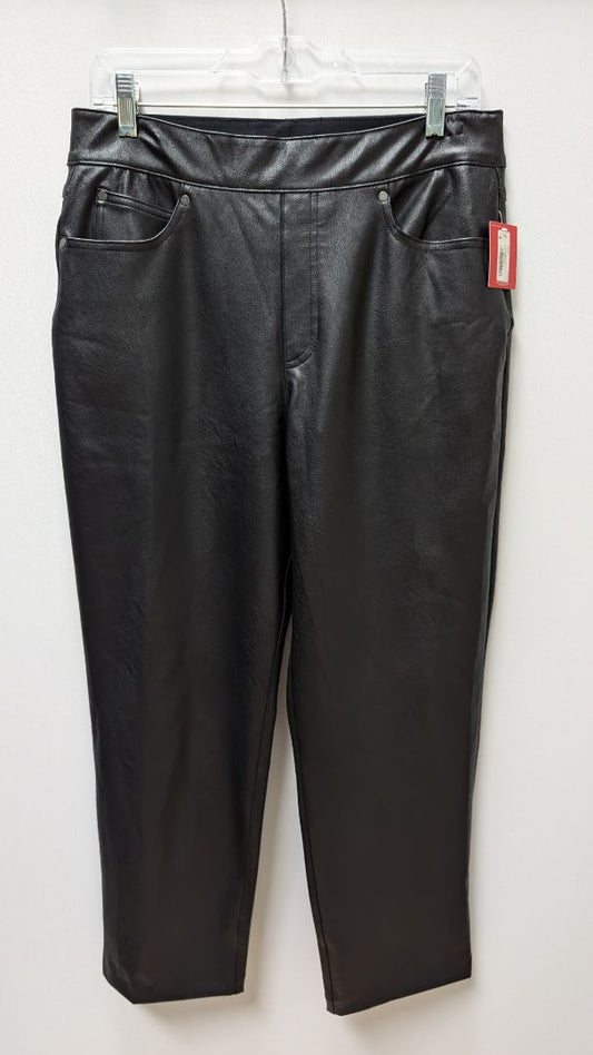 SPANX Black Leather Slim Straight Pant