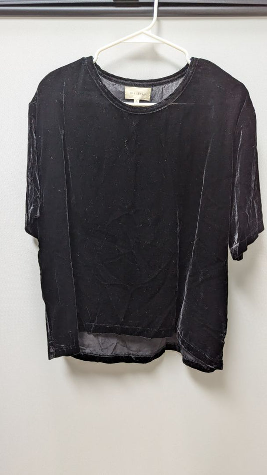 MELLODAY Black Velvet Short Sleeve Blouse