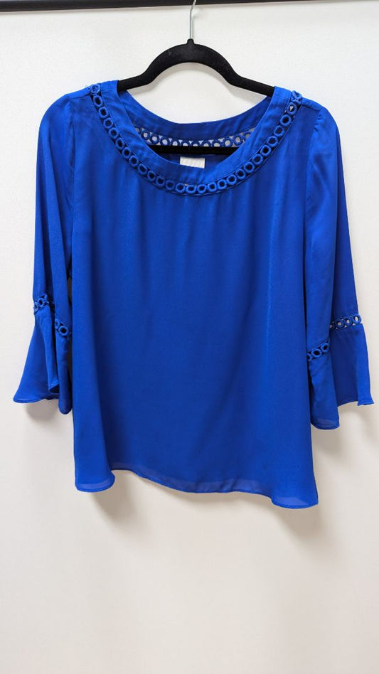 STYLUS Blue Sheer Bell Sleeve Blouse