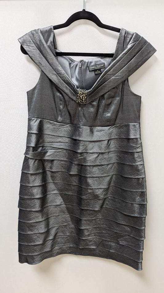 Jessica Howard Evenings Grey Tiered Formal Dress