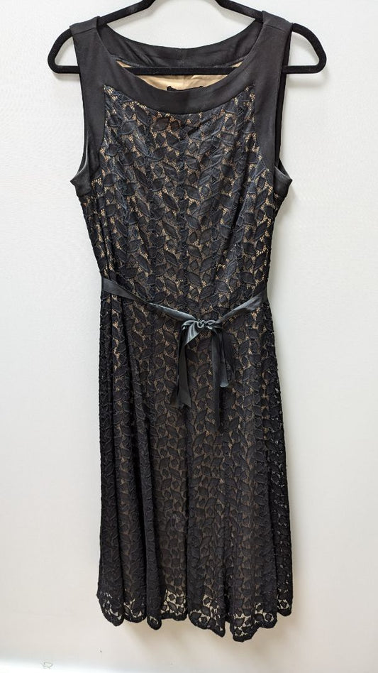 Perceptions New York Black/Tan Lace Flared Dress