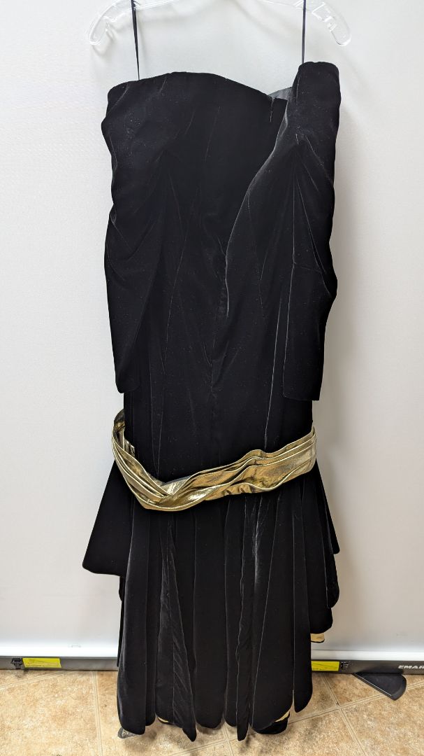 recycled formal dresses SALE. Gothic Black Sequin and Chiffon Recycled Wedding Dress. UK 14/16