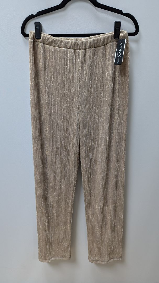 ONYX Nite Light Beige Metallic Straight Pants