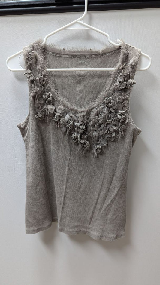 International Concepts (INC) Grey Tank with Fabric Flowers