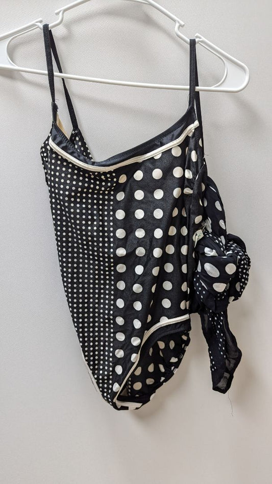 gottex Black/White Polka Dot Swimsuit with Scarf