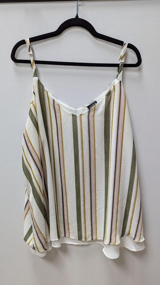 Torrid Ivory/Green Striped Sleeveless Blouse