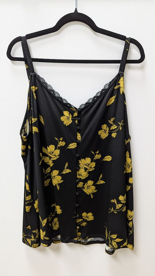 Torrid Black/Gold Floral Sleeveless Button Up Blouse