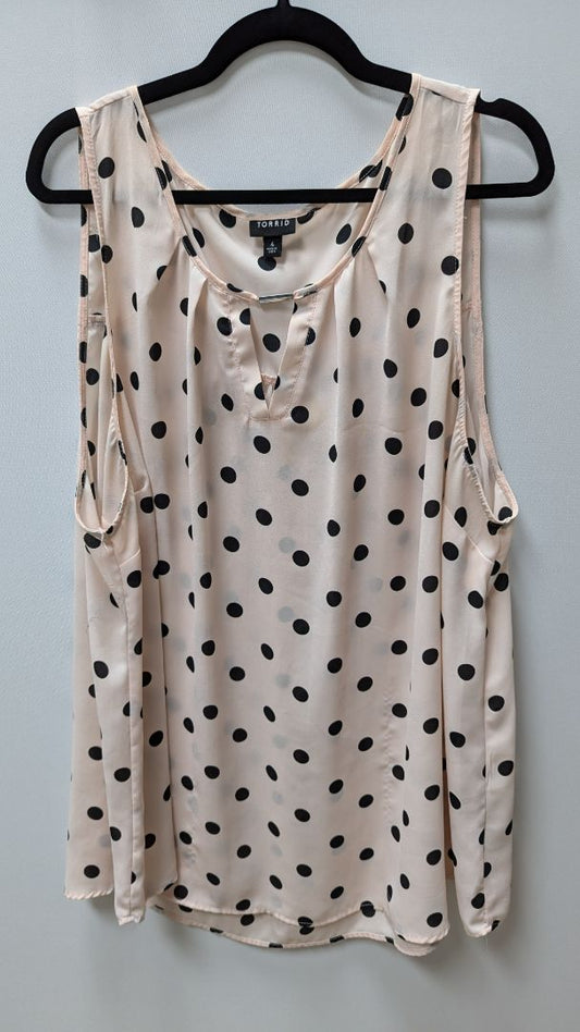 Torrid Light Pink/Black Polka Dot Sleeveless Blouse