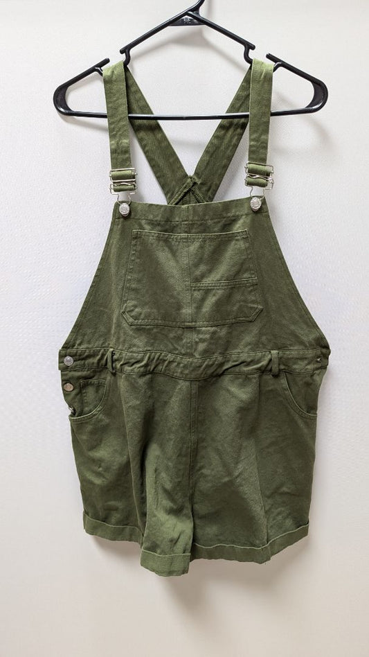 Army Green Denim Overall Shorts