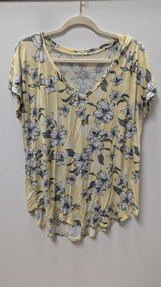 Maurices 24/7 Yellow/White Floral Tunic Blouse