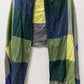 Green/Navy Plaid Knit Scarf with Tassels