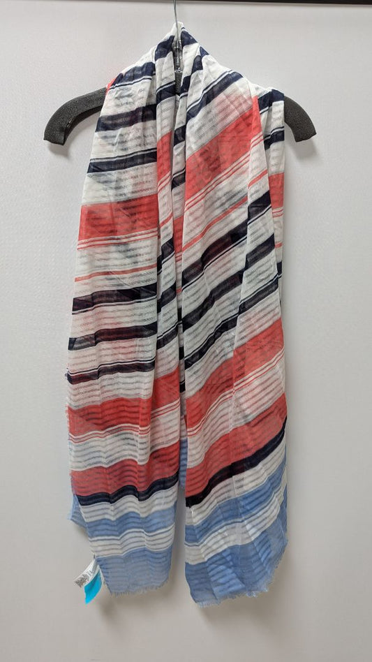 Maurices White/Coral Red/Navy Striped Sheer Scarf