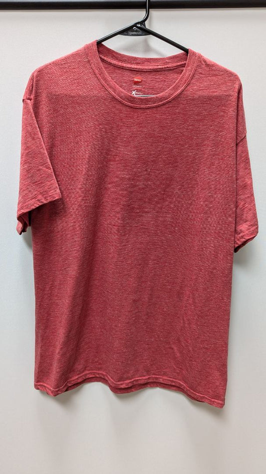 Hanes Red Striped Patterned Short Sleeve Tee