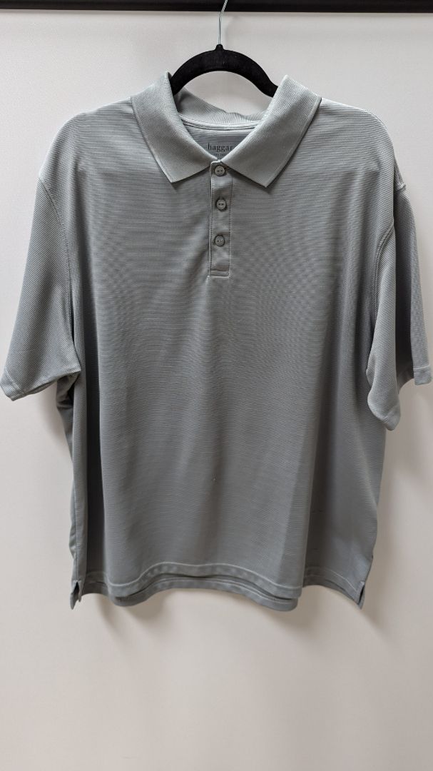 haggar Light Grey Textured Polo Shirt