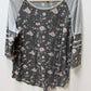 Lane Bryant Grey Floral 3/4 Sleeve Tee