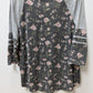 Lane Bryant Grey Floral 3/4 Sleeve Tee