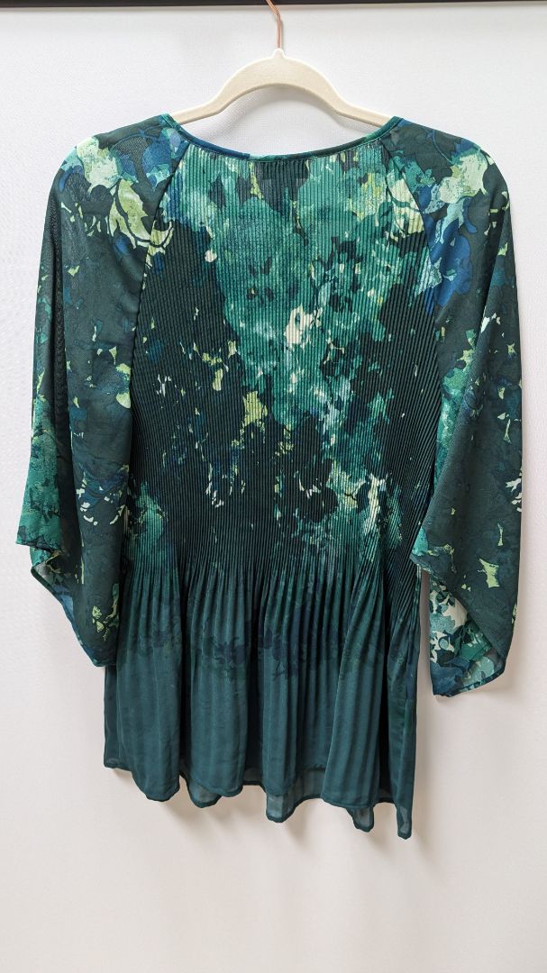 Catherines Emerald Green Pleated V-Neck Blouse