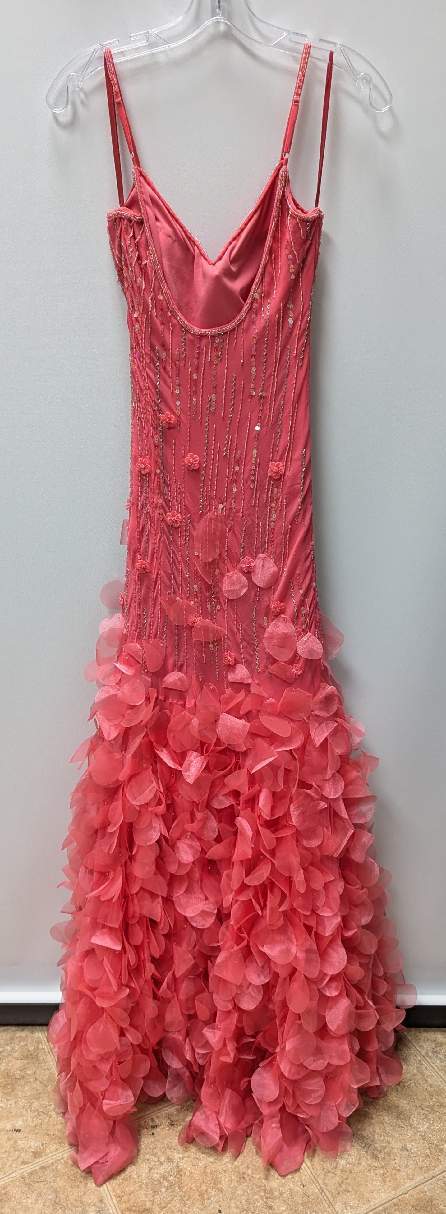 Jovani Pink Sequin/Beaded Floral Formal Dress